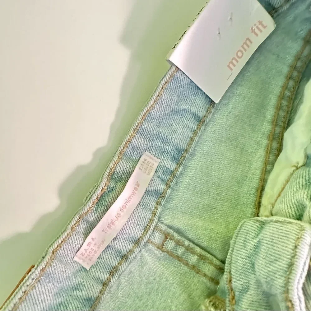 Zara denim jean ripped distressed mom shorts 100% cotton NEW NWT‎
